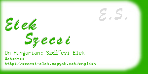 elek szecsi business card